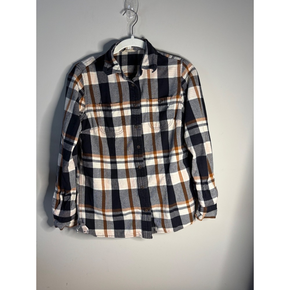 Duluth Trading Co Womens Plaid Flannel Shirt Button Up Long Sleeve Size XS
